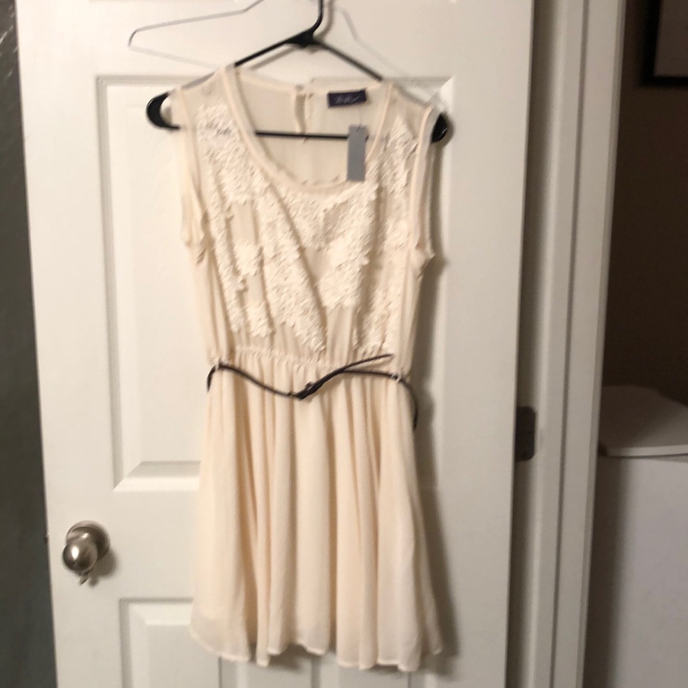 Cream dress with belt
